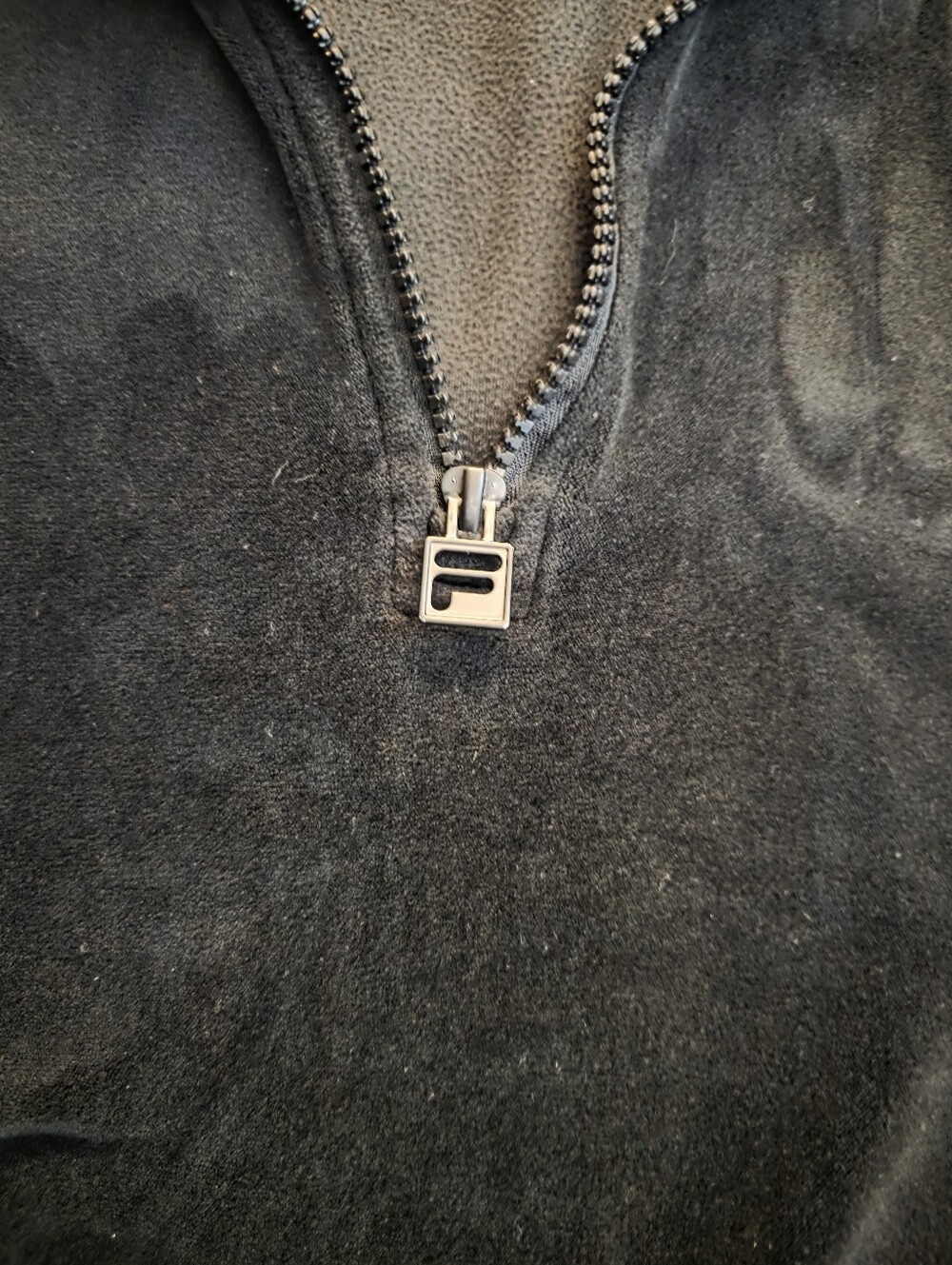 FILA Black Velour Half-Zip Hoodie & Slim Joggers Set - Picture 3 of 4